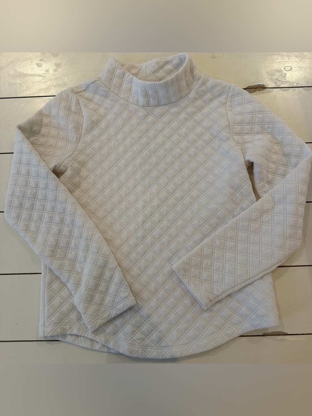 J.Crew Kids Crewcuts Quilted Mockneck Pullover Ivory Girls size 10-11